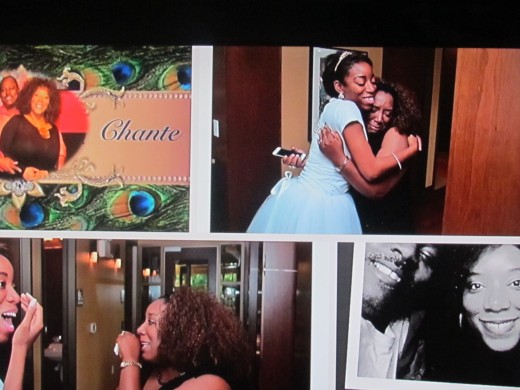 A video was shown during the shower of Chante's life with her four children and Steve, her fiancÃ© shown in the black and white photo in the lower right corner.