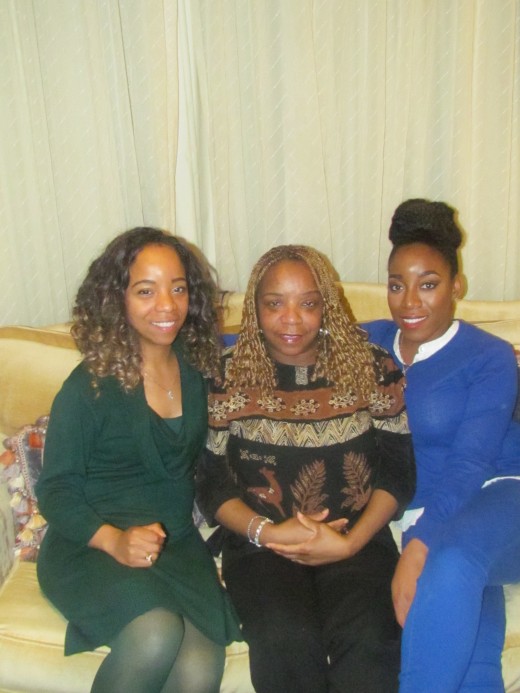 My twin sister Claudette/angelladywriter and her two daughters who sponsored the bridal shower Wanisha and Jaleesa.