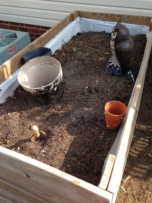 Big planter (non SIP) acting as my working space.