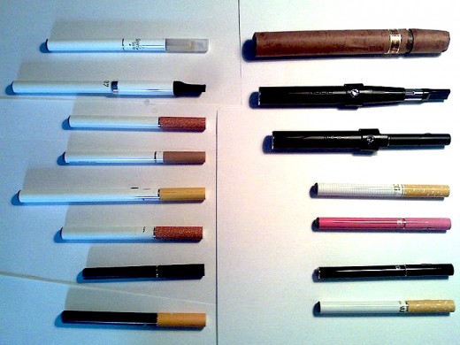 A selection of the different styles of electronic cigarettes.