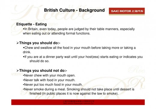More rules about what not to do around posh folk. 