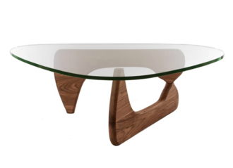 Noguchi Hardwood & Glass Coffee Table 