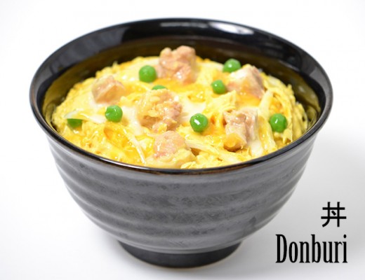 Japanese donburi, or rice bowl with topping