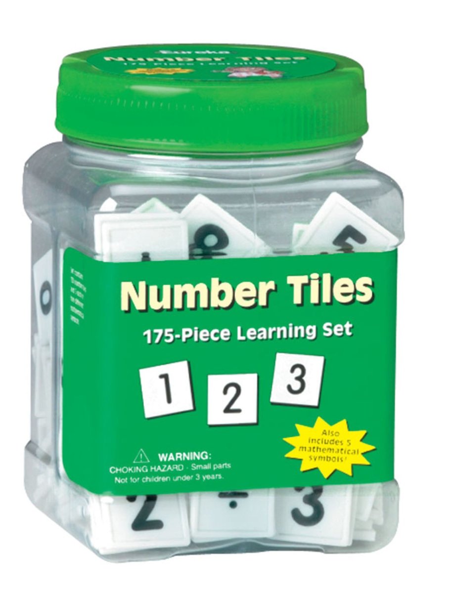 Eureka Tub Of Number Tiles, 175 Tiles in 3 3/4" x 5 1/2" x 3 3/4" Tub by Eureka - Images are from amazon.com
