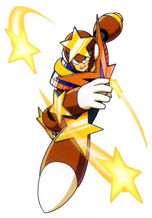 Star Man uses his star shaped energy barrier as a weapon of attack.