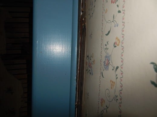 The gap was so wide you could see the wall paper that was sealed in when the closet was built in the 1950s. The gap was so wide you could see the wall paper that was sealed in when the closet was built in the 1950s.