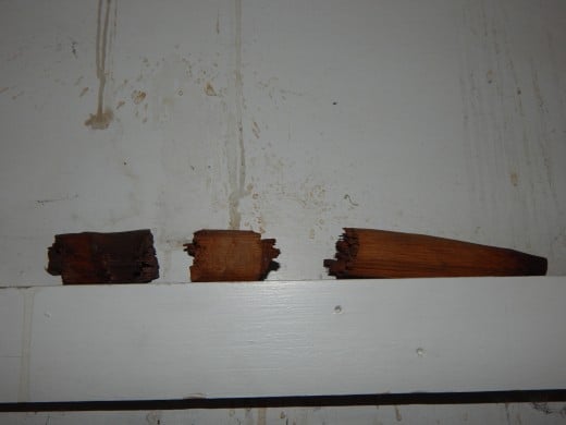 The reason for the bowing wall was discovered to be the hand-carved wooden peg placed in 1848 and shattered by an earthquake in 2001. The reason for the bowing wall was discovered to be the hand-carved wooden peg placed in 1848 and shattered by an earthquake in 2001.