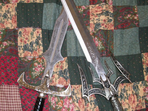 On the left; Elexorien - the Sword of  War On the Right; Luciendar -The Sword of Light I used these swords as inspiration for a novel I'm writing.