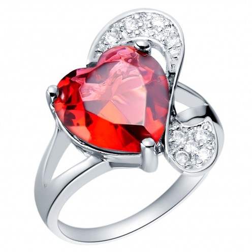 Part of the "Ruby Red Loving Heart" Platinum-plated Fashion Jewelry Set with Imported Crystal Elements