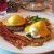 I enjoyed eggs benedict and bacon for breakfast before going to Civitavecchia.