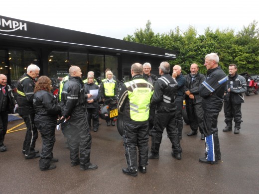 Meeting at Triumph Shop before setting off on our journey to Kent.