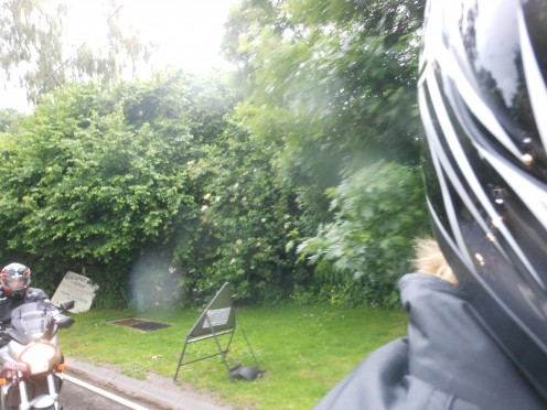First attempt at taking the photo with the camera held at the side of my helmet facing behind! Not good...