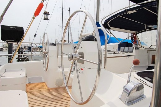 There is a LOT of stainless steel on a modern sailboat . . . LOCATION's cockpit being no exception