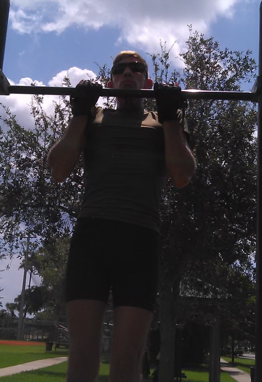 A phenomenal upper-body exercise, chin-ups - using both body-weight and with additional weight -formed the core of Monday's strength session. 