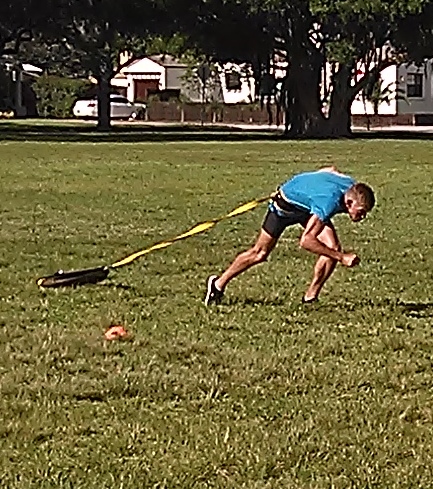 Designed to develop acceleration and leg strength, loaded sprints were the main ingredient of Saturday's speed workout.