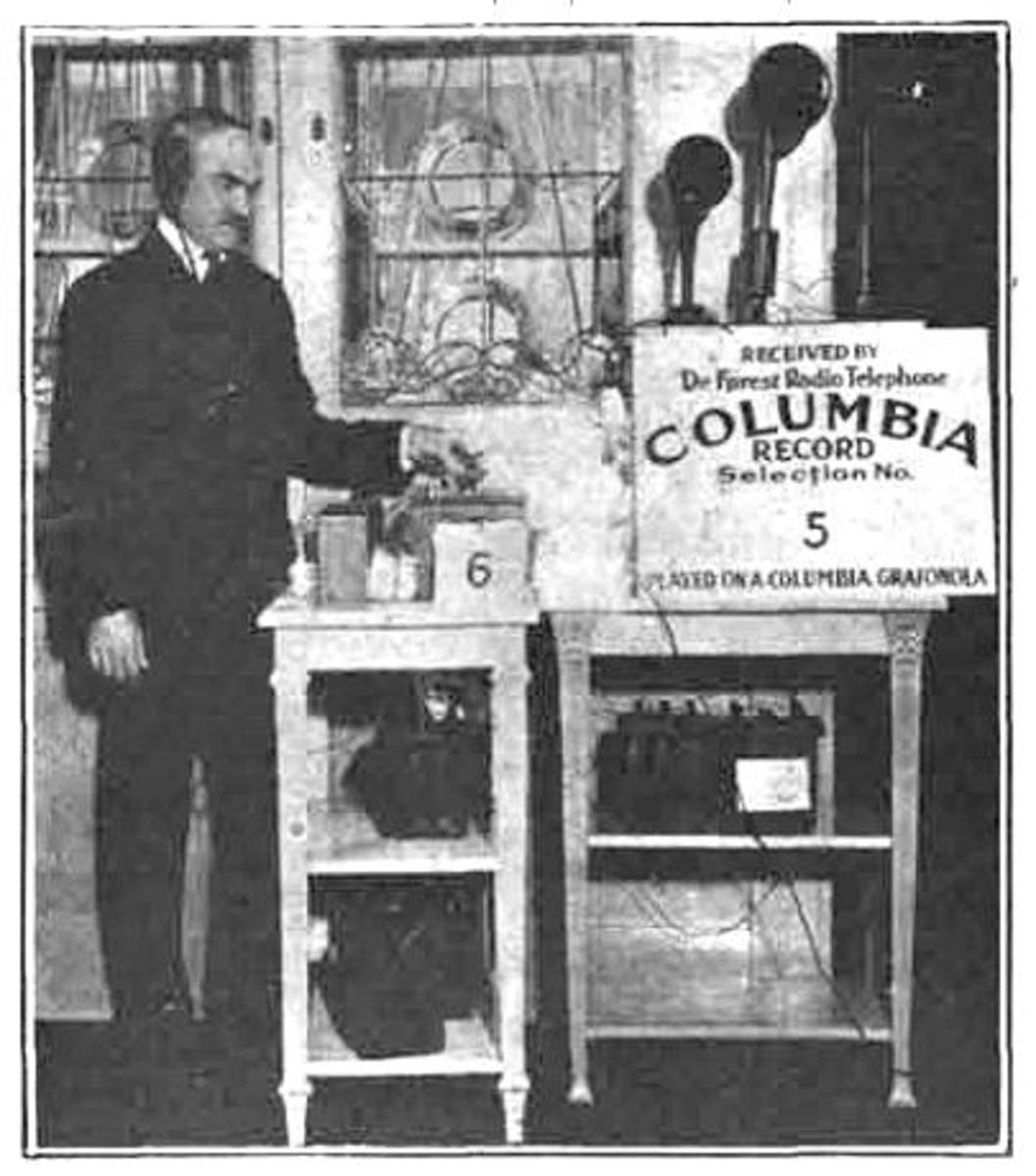 Lee DeForest broadcasting Columbia phonograph records. 