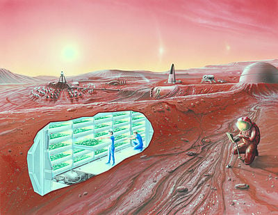 Conceptual drawing of Mars human habitat