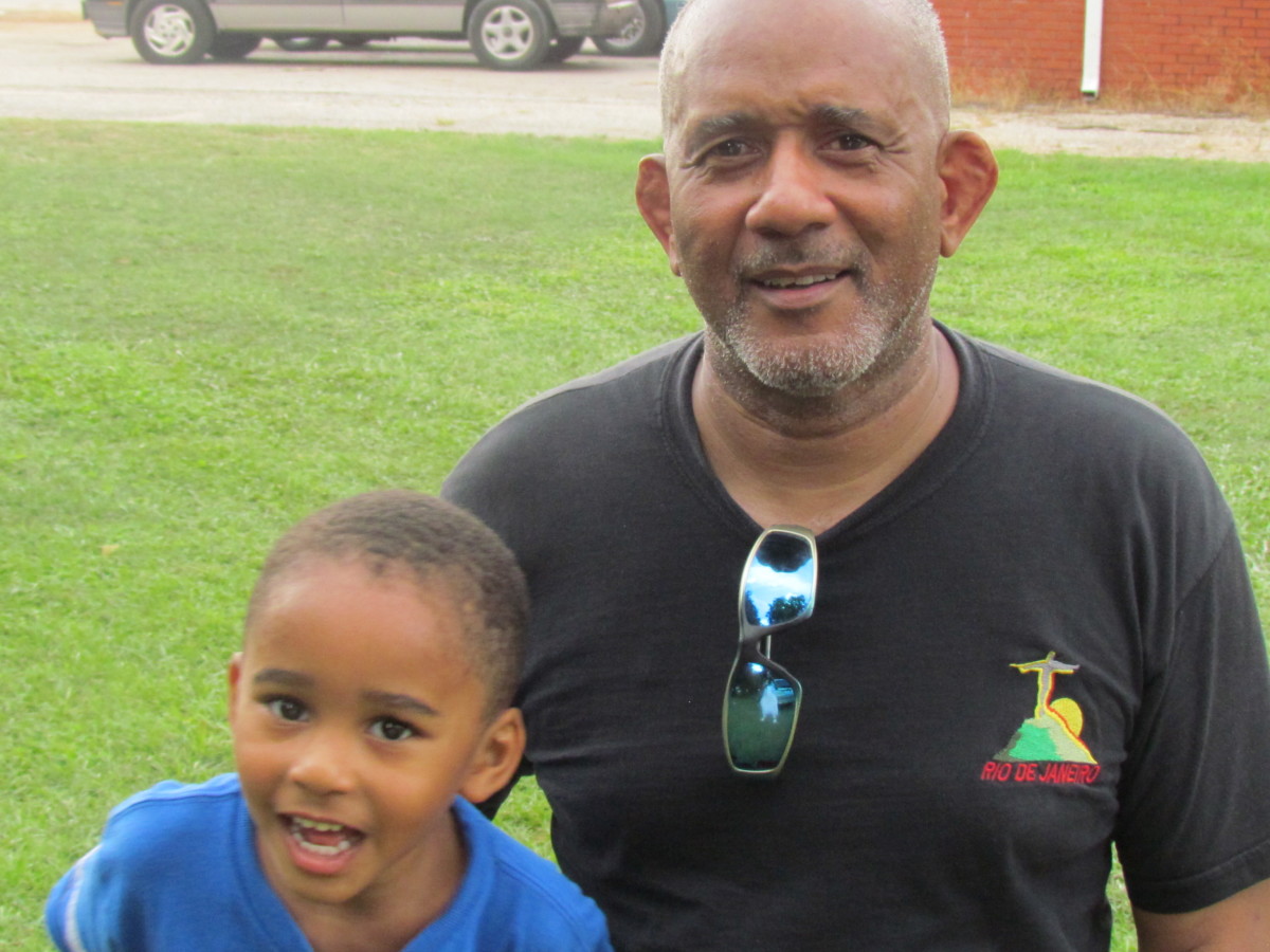 Deanie Foxworth, takes a quick photo with his son while in the park.