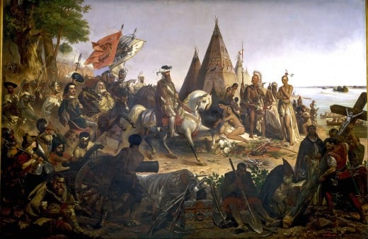 Spanish explorers. Artist William H. Powell was the last artist commissioned by US Congress for a painting for the Rotunda.