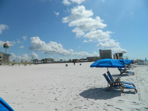 Looking across the beach towards one of the ocean side hotels