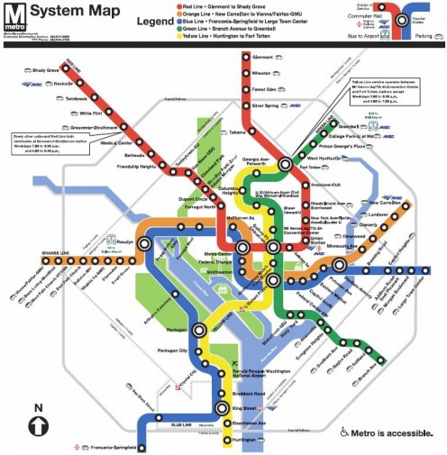 Washington DC Metro Subway Map from WMATA