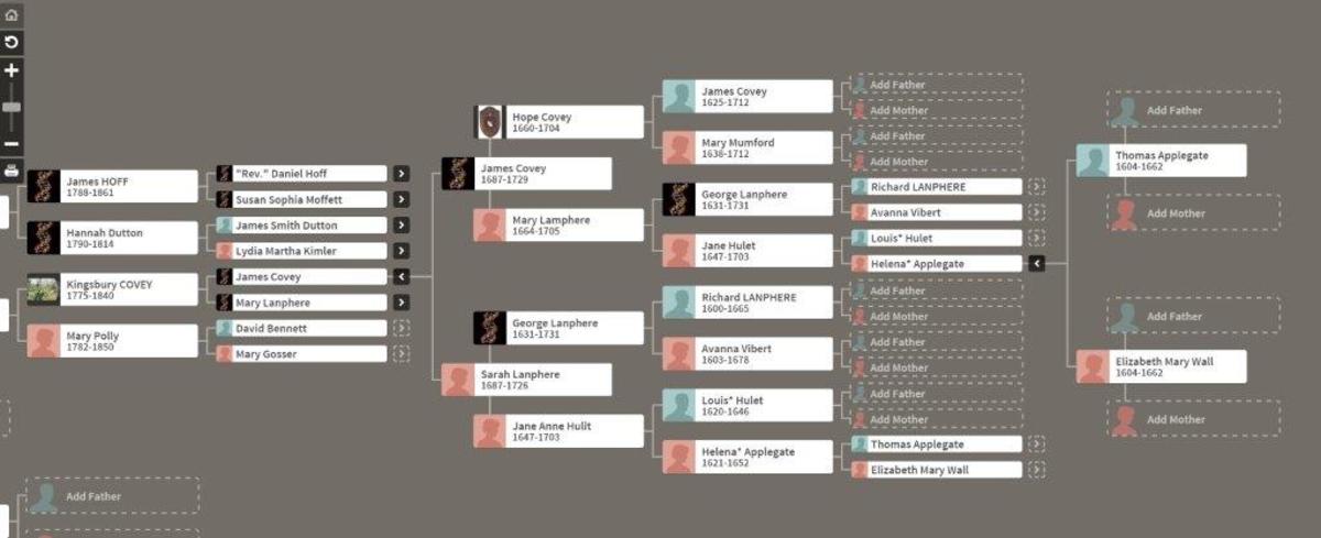 Screen shot from a piece of my family tree on Ancestry.