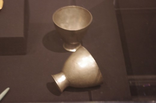 "Two Ceremonial Drinking Vessels (Qeros)"  These are actually made of silver. I feel so guilty for deceiving you in the title. NOT.