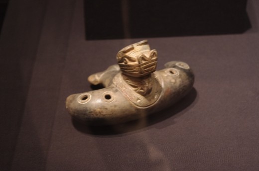 "Zoomorphic Effigy Whistle" Tairona (1000-1550 AD). Made of ceramic brown-blackware. When you want to get the bitches with the bone noses in the mood. 