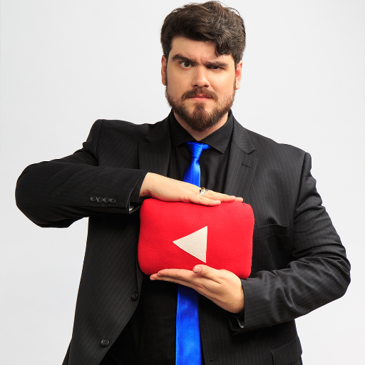 Rob Dyke, cuddling tenderly his new YouTube play button plush. He sleeps with it every night.