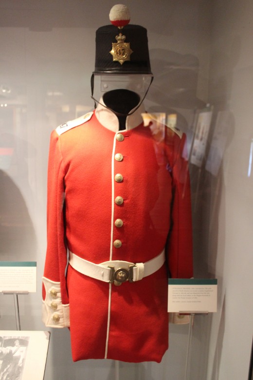 One of the many military uniforms on display at Fort York