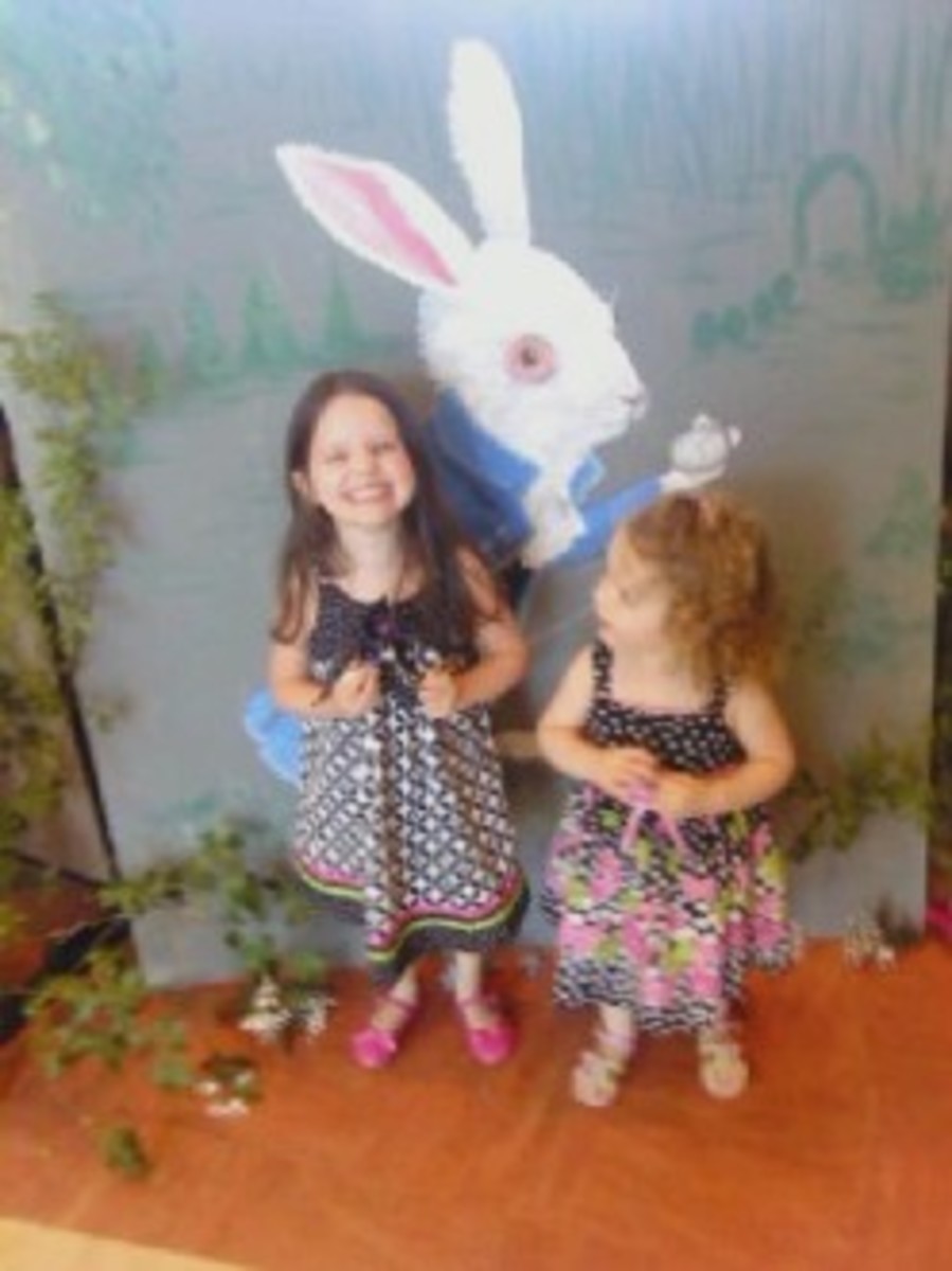 Granddaughters at a Mad Hatter's Tea Party