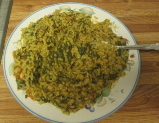 Lentils and rice with cilantro, which is my own interpretation of this dish.