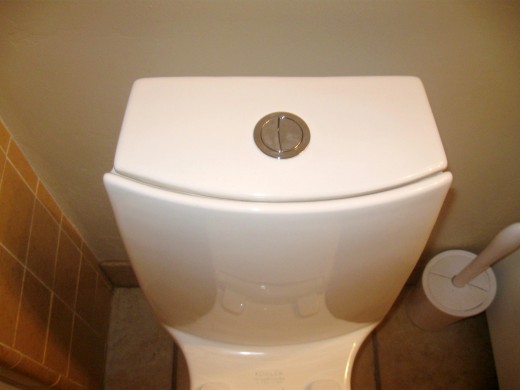 A typical example of a dual-flush toilet in Cyprus.