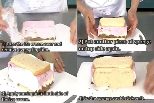 Arrange the cut flat sponge