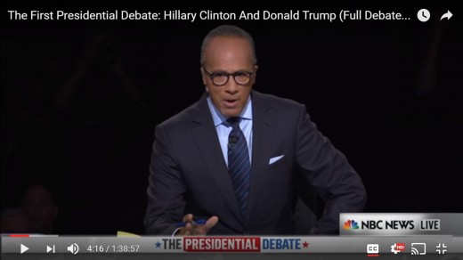 Lester Holt announces first Democrat nominee HRC and then Republican nominee DJT.