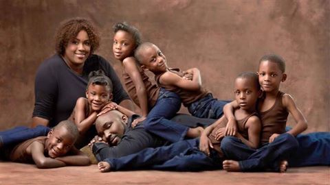 The McGhees with their grown-up sextuplets