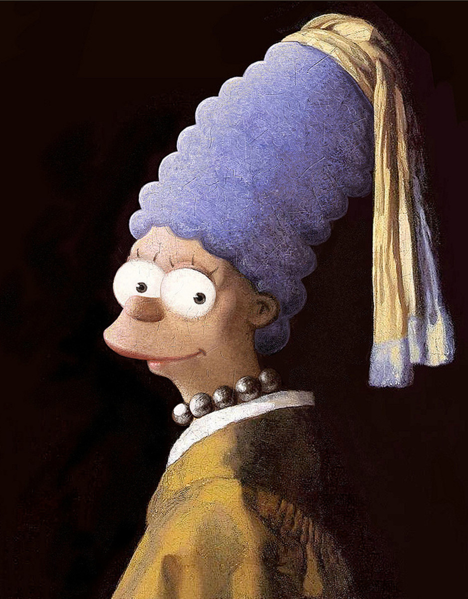Marge Simpson as the Girl with the Pearl Earring painted by David Barton