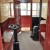 A look inside the brake van shows the period brake wheel left, and stove far right A look inside the brake van shows the period brake wheel left, and stove far right