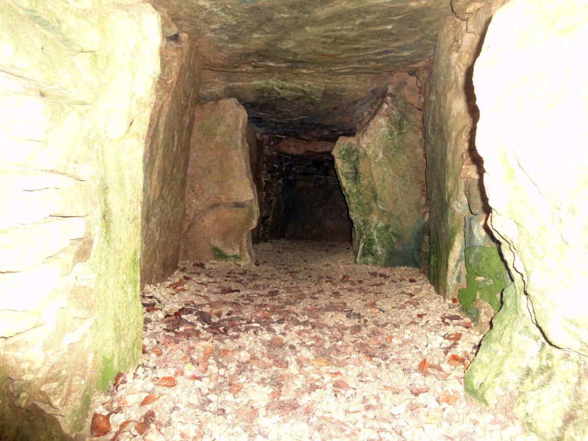 Chambers inside the Neolithic burial ground, Uley, Gloucestershire, England.