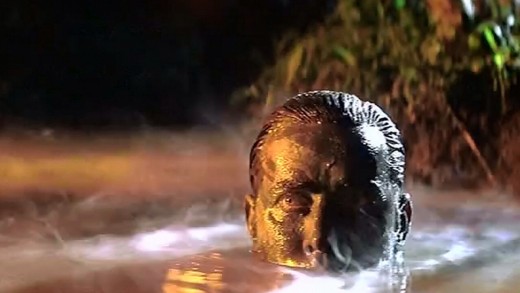 Willard emerging from the water before killing Kurtz 