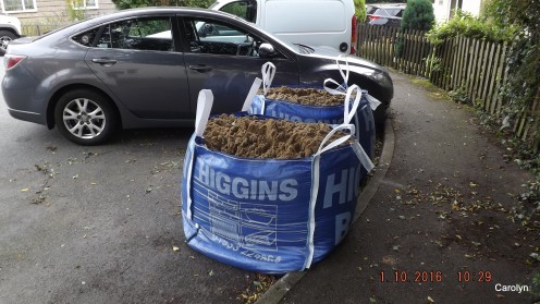 Just 2 of the six bags of sharp sand we shifted