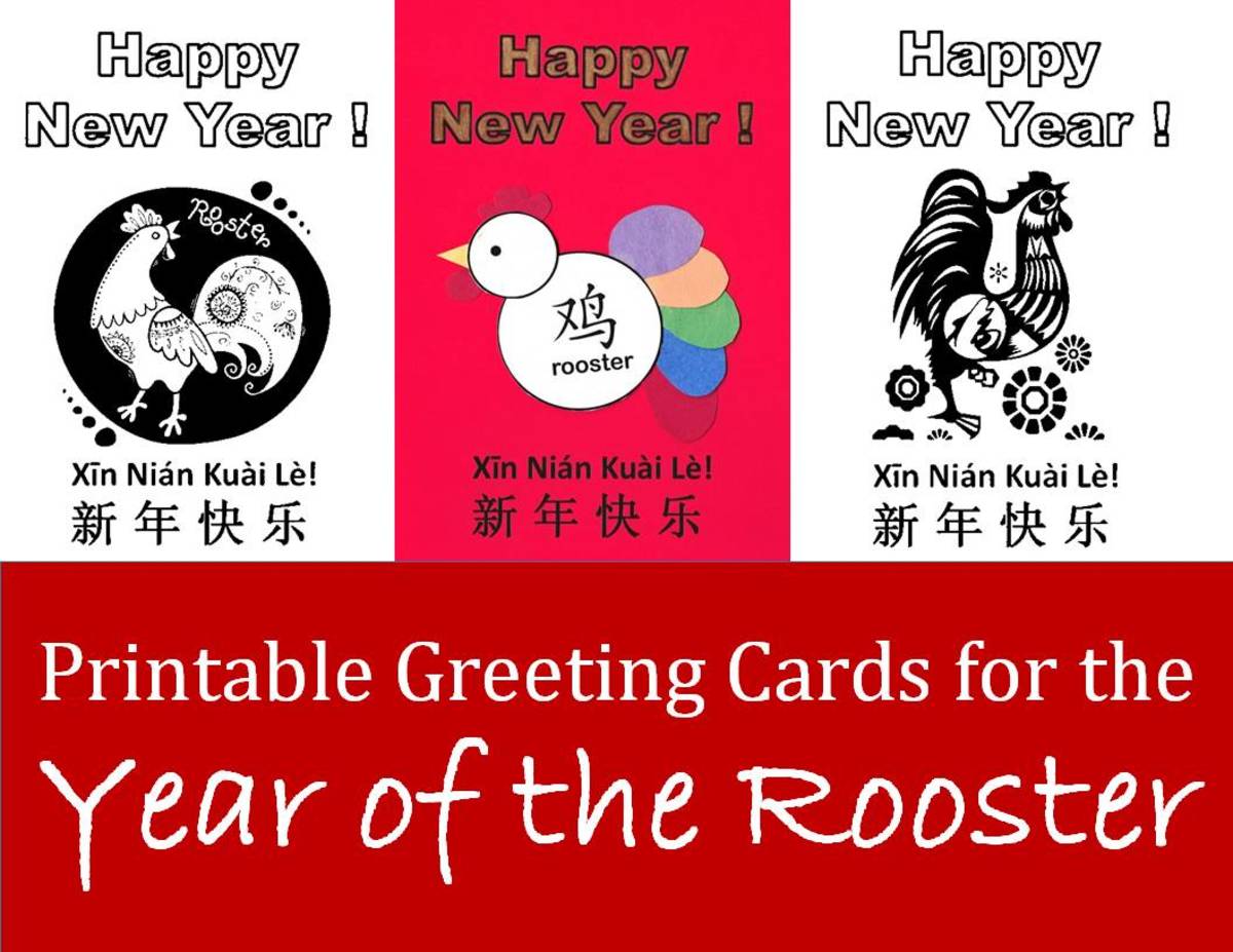 Printable Chinese New Year Rooster Greeting Cards: Kid Crafts for Year of the Rooster