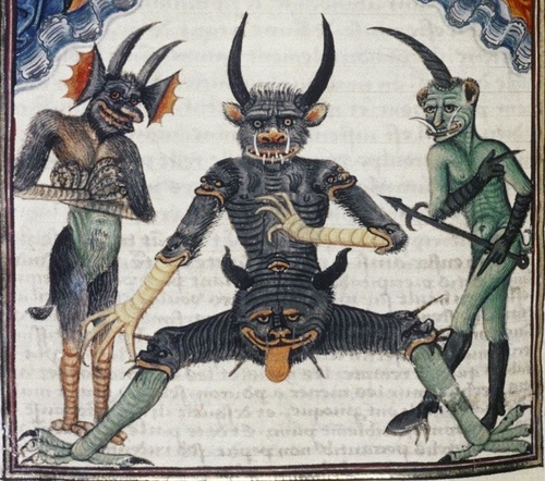 Lucifer waiting for the Last Judgement Livre de la Vigne nostre Seigneur f. 067v 1450-1470