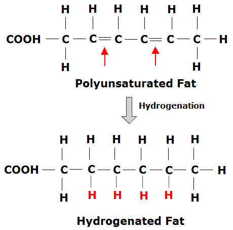 Healthy polyunsaturated fat vs unhealthy hydrogenated fat. 