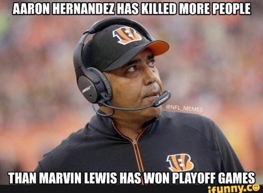 Cincinnati Bengals head coach Marvin Lewis doesn't have such a great playoff record