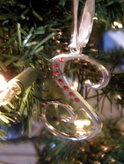 An "S" ornament which my daughter was given by a friend of hers.  It's the first initial of her first name.