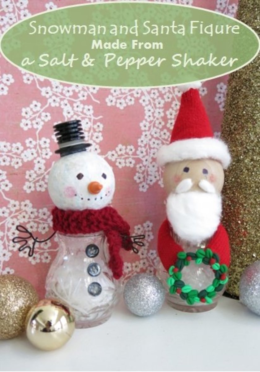 DIY Craft Tutorial:  How to Make a Snowman and Santa Figure from Salt and Pepper Shakers
