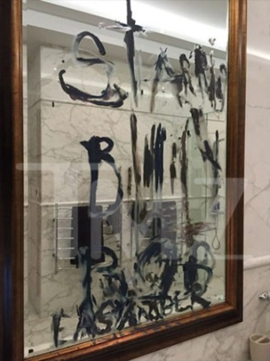 Why would you cut off a part of your finger and use it to write something on a mirror?  Because you're NUTS.