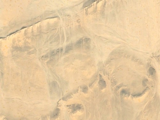 The contours of a square structure are visible. The orientation is measurable and correlates to Teotihuacan.