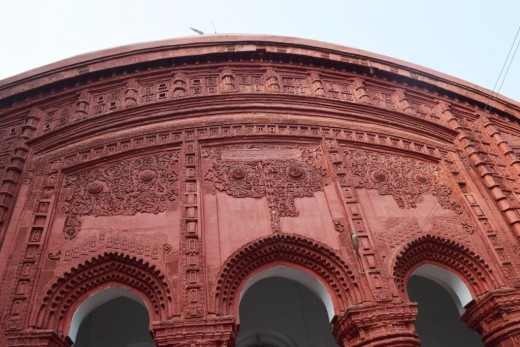 Terracotta decorations on the front facade of Nandadulal Jiu temple, Gurap